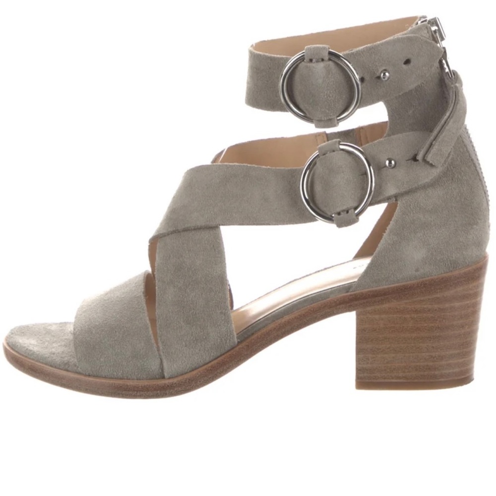 Gray suede sandals